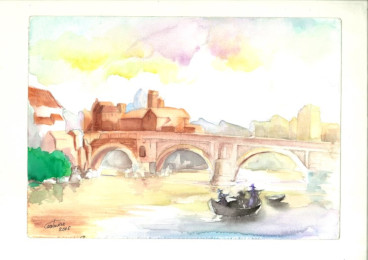 Paesaggio romano con Tevere da E. Roesler Franz